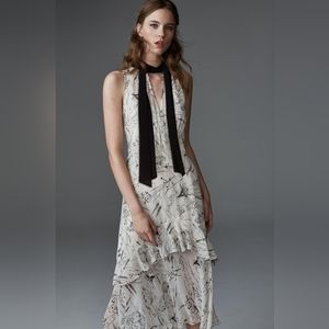 Xxs olivia palermo chelsea 28 sleevless tie neck maxi dress black and white